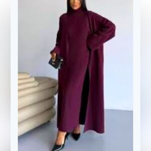 MEICEN Alpaca Long Burgundy Coat Size M
